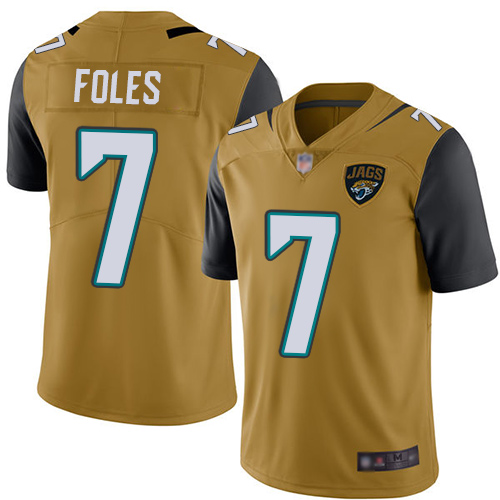 Nike Jacksonville Jaguars #7 Nick Foles Gold Men Stitched NFL Limited Rush Jersey